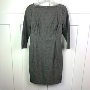 Banana Republic Size 4 Sheath Dress Gray 3/4 Sleeve Seam Knee Length